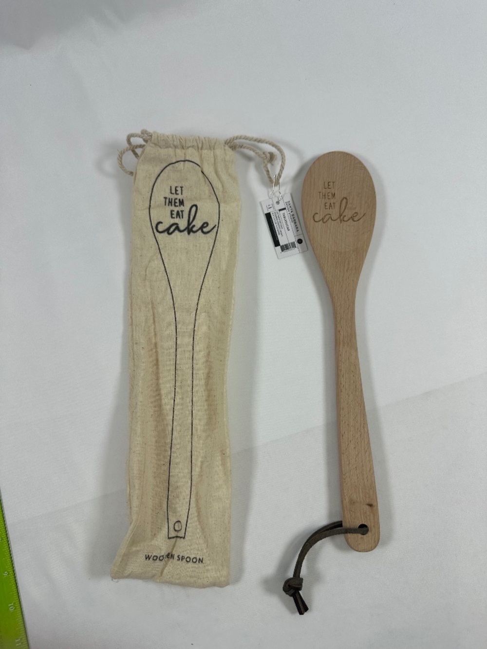 Wooden Spoon  "Let Them Eat Cake"  with Storage/Gift Bag, NWT, 12.5 inches #1